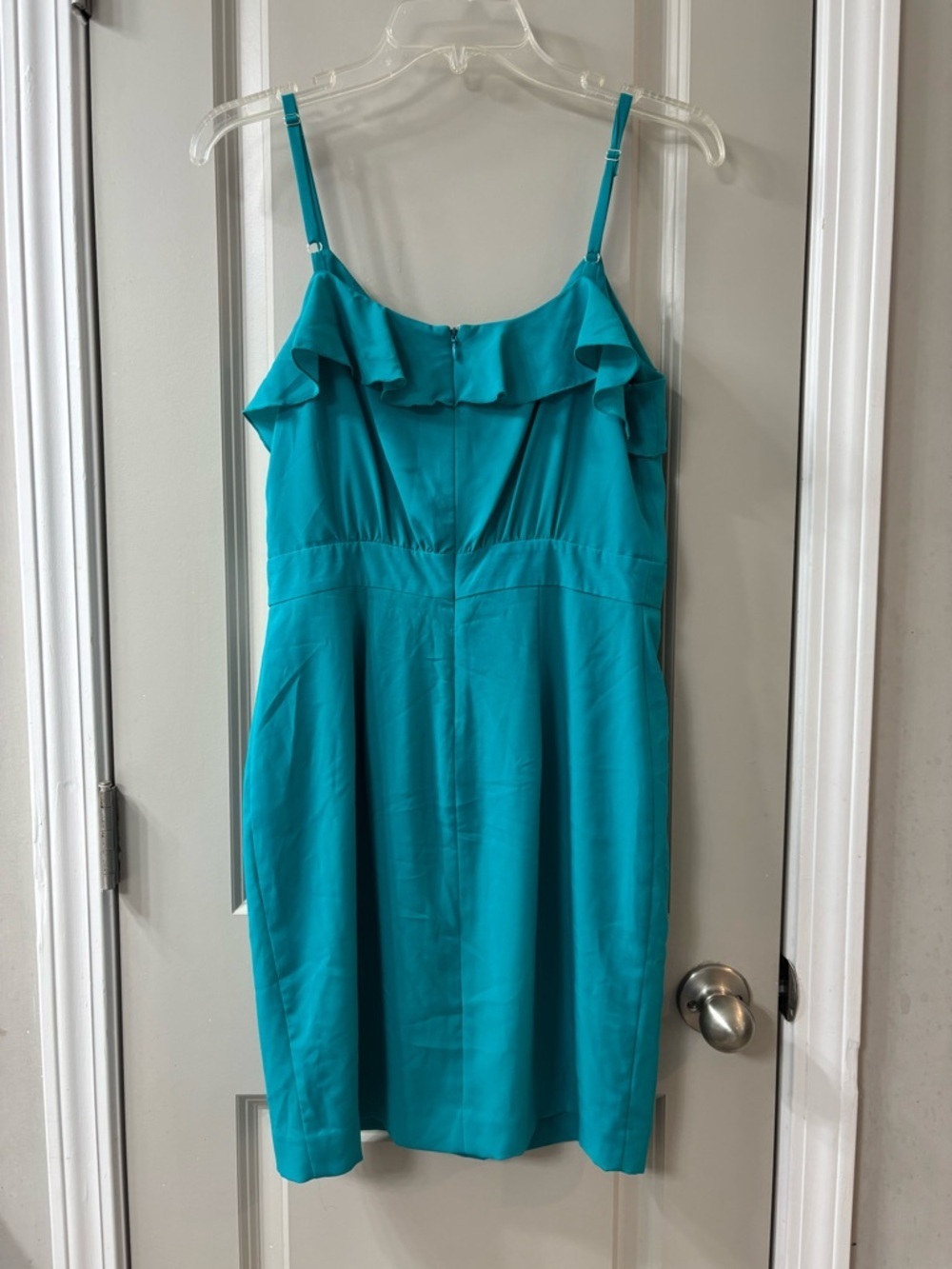 Calvin Klein Teal Ruffle-Front Spaghetti Strap Mini Dress - Picture 3 of 5